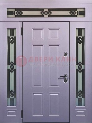 Филенчатая железная парадная дверь с фрамугами ДПР-82 в Курске