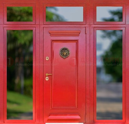 Красная парадная дверь для частного дома ДПР-88 в Мурино