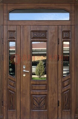 Парадная стальная дверь Винорит со стеклом и резьбой ДПР-97 в Мурино