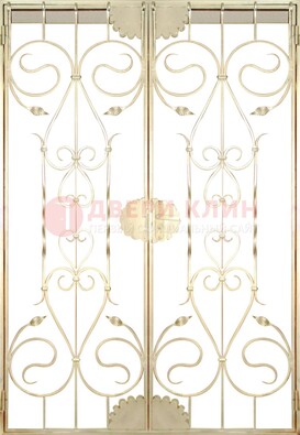 Золотая железная решетчатая дверь ДР-1 в Мурино
