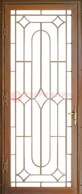 Коричневая железная решетчатая дверь с узором ДР-25 в Мурино