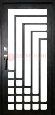 Черная стальная решетчатая дверь в современном стиле ДР-43 в Мурино