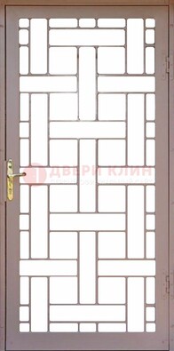 Коричневая металлическая решетчатая дверь для дома ДР-47 в Мурино