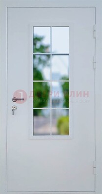 Белая железная дверь порошок со стеклом ДС-31 в Мурино