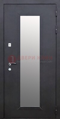 Черная стальная дверь порошок со стеклом ДС-33 в Мурино