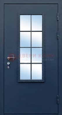 Темная металлическая дверь порошок со стеклом ДС-34 в Мурино
