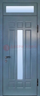 Серая металлическая дверь со стеклом ДС-70 в Мурино