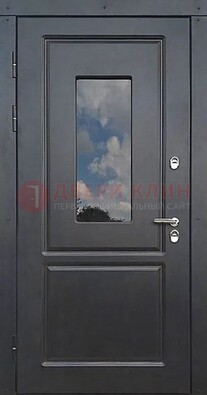 Чёрная металлическая дверь со стеклом ДС-77 в Мурино