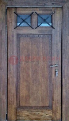 Металлическая дверь с Виноритом со стеклом и ковкой под старину ДСК-209 в Мурино