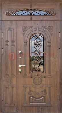 Распашная стальная дверь Винорит со стеклом и ковкой ДСК-232 в Мурино