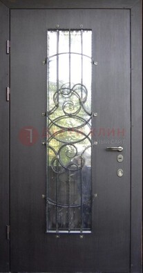 Остекленная стальная дверь с ковкой ДСК-26 в Твери