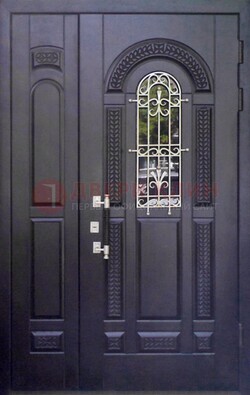 Входная дверь Винорит со стеклом и ковкой с узором ДСК-270 в Мурино