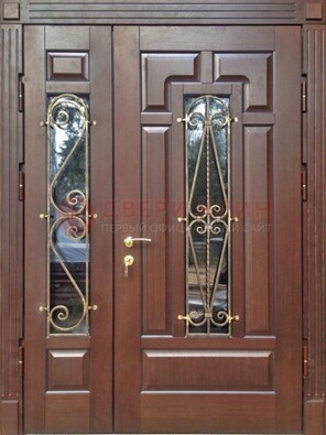 Стальная распашная дверь Винорит стекло и ковка ДСК-274 в Мурино