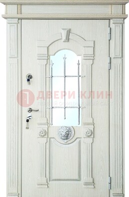 Герметичная входная дверь со стеклом и ковкой с украшением ДСК-64 в Мурино