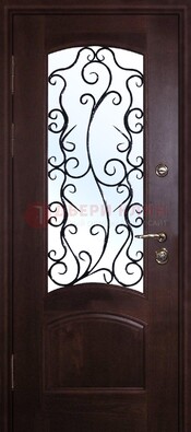 Металлическая дверь со стеклом и ковкой ДСК-6 в квартиру в Дмитрове