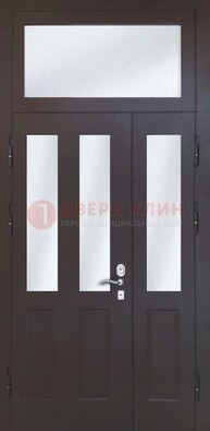 Черная тамбурная дверь со стеклянными вставками ДТМ-38 в Мурино