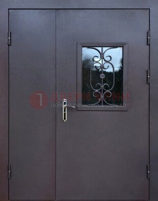 Тамбурная дверь Порошок со стеклом и ковкой ДТМ-48 в Мурино