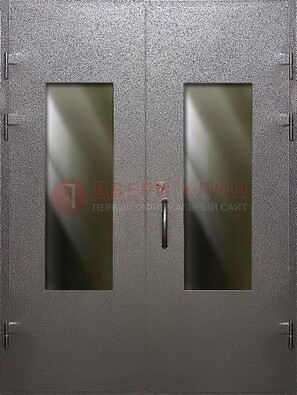 Серая тамбурная дверь со стеклянными вставками ДТМ-8 в Мурино