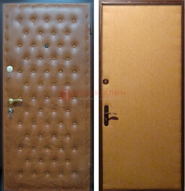 Желтая железная дверь с винилискожей ДВ-2 в Мурино