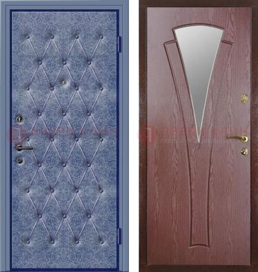 Синяя железная дверь с винилискожей ДВ-39 в Мурино