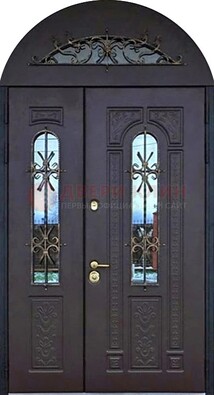 Железная дверь в цвете Итальянский орех с виноритом и темной МДФ ДВТ-157 в Мурино
