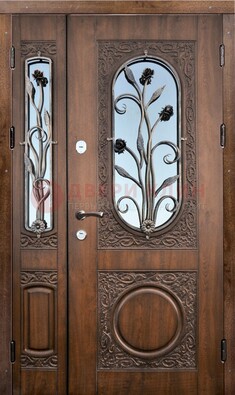 Железная дверь с виноритом и ковкой ДВТ-180 в Мурино