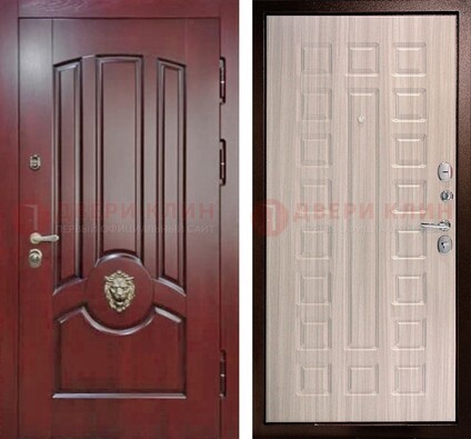 Темно-красная входная дверь с виноритом ДВТ-234 в Мурино