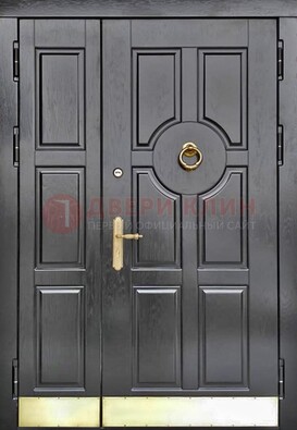 Черная металическая дверь с виноритом для дома ДВТ-241 в Мурино