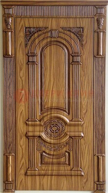 Коричневая металлическая дверь с виноритом ДВТ-61 в Мурино