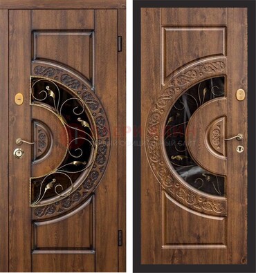Металлическая дверь с виноритом и панелью Золотой Дуб ДВТ-71 в Мурино