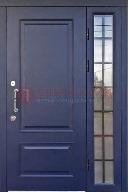 Синяя дверь с виноритом и стеклянными вставками  ДВТ-79 в Мурино