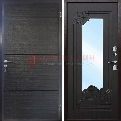 Темная Железная дверь c виноритом и МДФ с зеркалом ДЗ-119 в Мурино