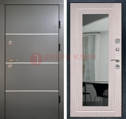 Черная металлическая дверь с зеркалом ДЗ-12 в Мурино
