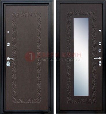 Темная стальная дверь с зеркалом ДЗ-20 в Мурино