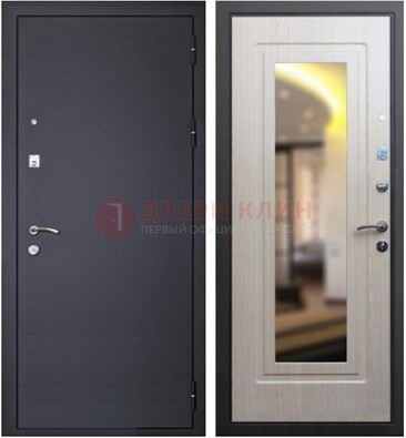 Черная металлическая дверь с зеркалом ДЗ-26 в Мурино