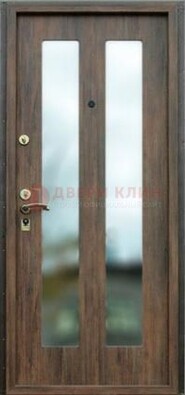 Коричневая железная дверь с зеркалом ДЗ-28 в Мурино