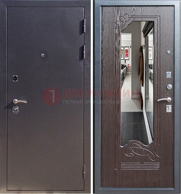 Черная входная дверь с зеркалом МДФ внутри ДЗ-29 в Мурино