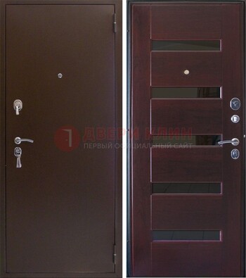 Темная железная дверь с зеркалом ДЗ-42 в Мурино