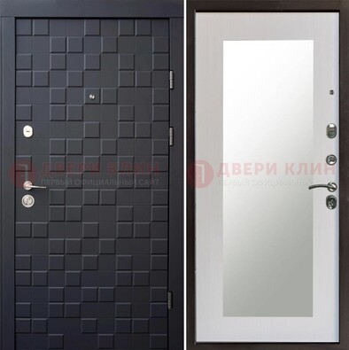 Черная стальная дверь МДФ и зеркалом ДЗ-50 в Мурино