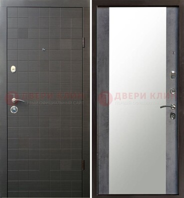 Темная железная филенчатая дверь с зеркалом ДЗ-53 в Мурино