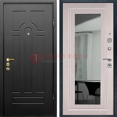 Темная стальная дверь с МДФ Капучино и зеркалом ДЗ-55 в Мурино