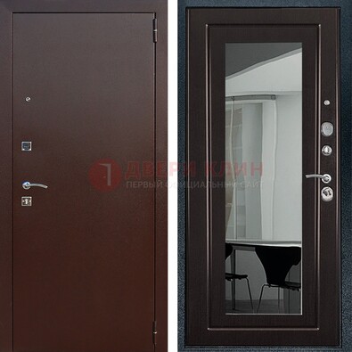Металлическая дверь с порошковым напылением с МДФ и зеркалом ДЗ-61 в Мурино