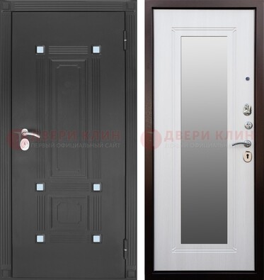 Стальная черная дверь МДФ с зеркалом ДЗ-76 в Мурино