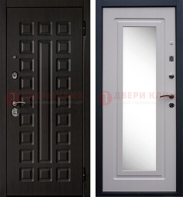 Металлическая дверь с белыми МДФ и зеркалом ДЗ-83 в Мурино