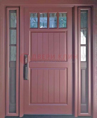Входная дверь с массивом с фрамугами и витражом ВЖ-19 в Мурино